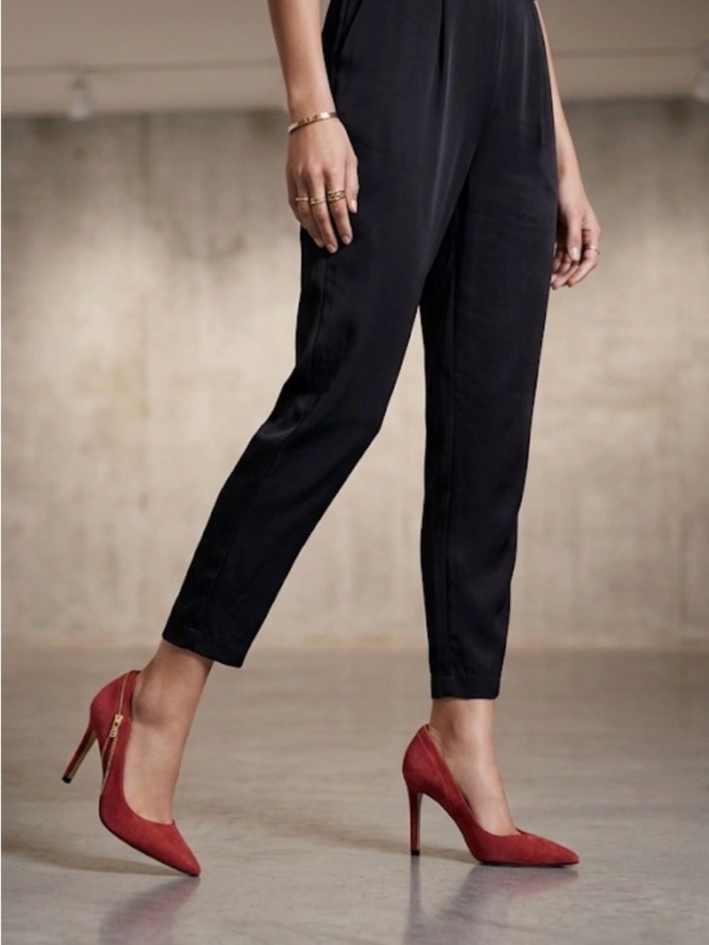 Marc Fisher Red Suede Side-Zip Pointed Toe Stiletto Pumps